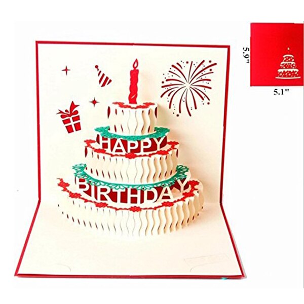 4 Pcs 3D Pop Up Birthday Cards Happy Birthday Greeting Cards with envelope
