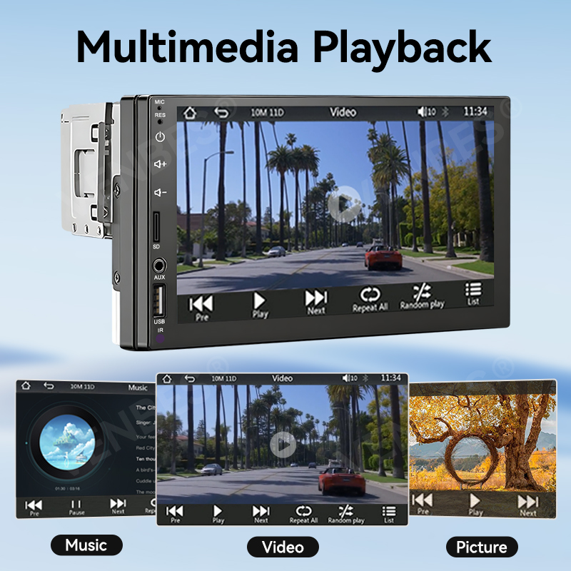 VENBES 7 "Radio Universal para coche CarPlay Android Auto 1 DIN reproductor Multimedia pantalla táctil Mirrorlink BT Audio automático