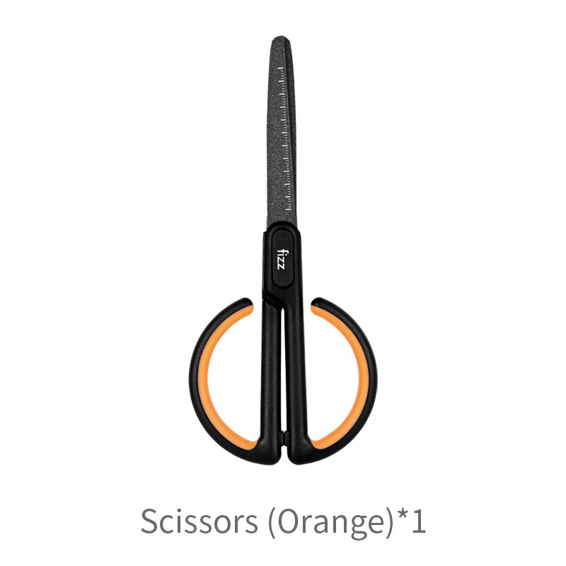 Fizz Stationery Scissors With Scale Paper Cutting Safe Rounded Stainless Steel Art Scissors Stationery Paper Cutter For Office: Orange