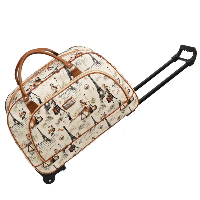 Grote Capaciteit Dames Koffer Trolley Tassen Wieltas Oxford Waterdichte Rollende Bagage Reistas Met Wielen: Bruin