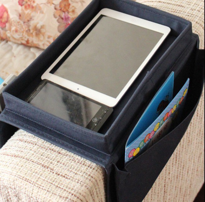 Foldable Sofa Chair Arm Rest 6 Pocket Organiser Couch Remote Control Table Organizer Storage Tray Holder Magazine Rack Caddy Bag