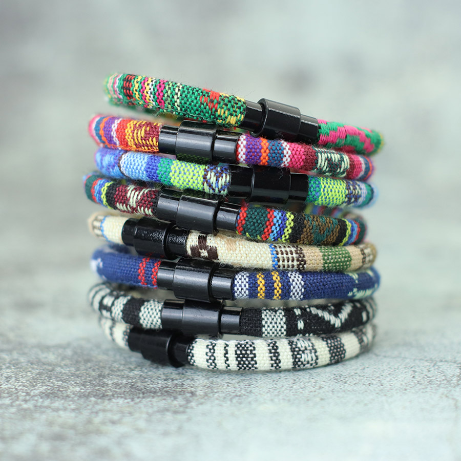 Pulsera de para hombre, brazalete de tela bohemia, hebilla magnética negra, pulsera de cuerda, accesorios de ocio para él, brazalete Herren Joias