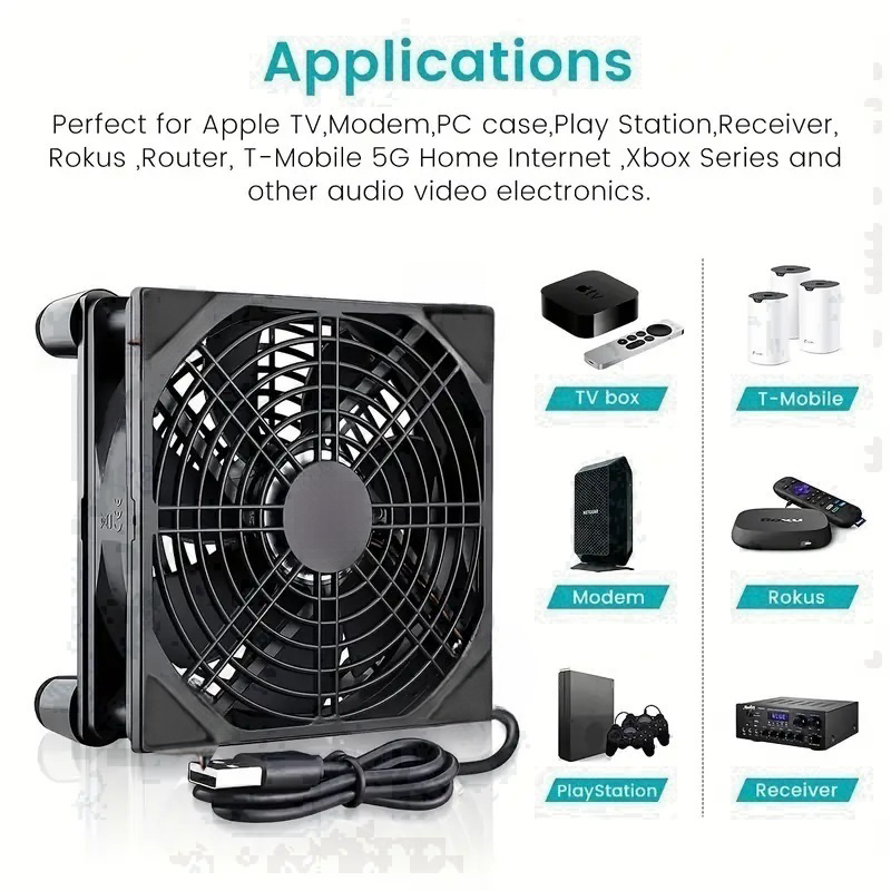 CX FUTRUE USB-Schnittstellen-Lüfter, 5 V, 120 mm ABS, Laptop/Computer/Handy/Router kann mit einer Geschwindigkeit von 1400.