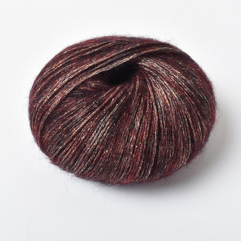 Rouleau de fil Mohair à paillettes au Crochet, 25g/rouleau, fil de laine doux et pour bébé, bricolage, tricot à la main, pull, châle, chapeau, fil de dentelle, fournitures de couture: GRIS
