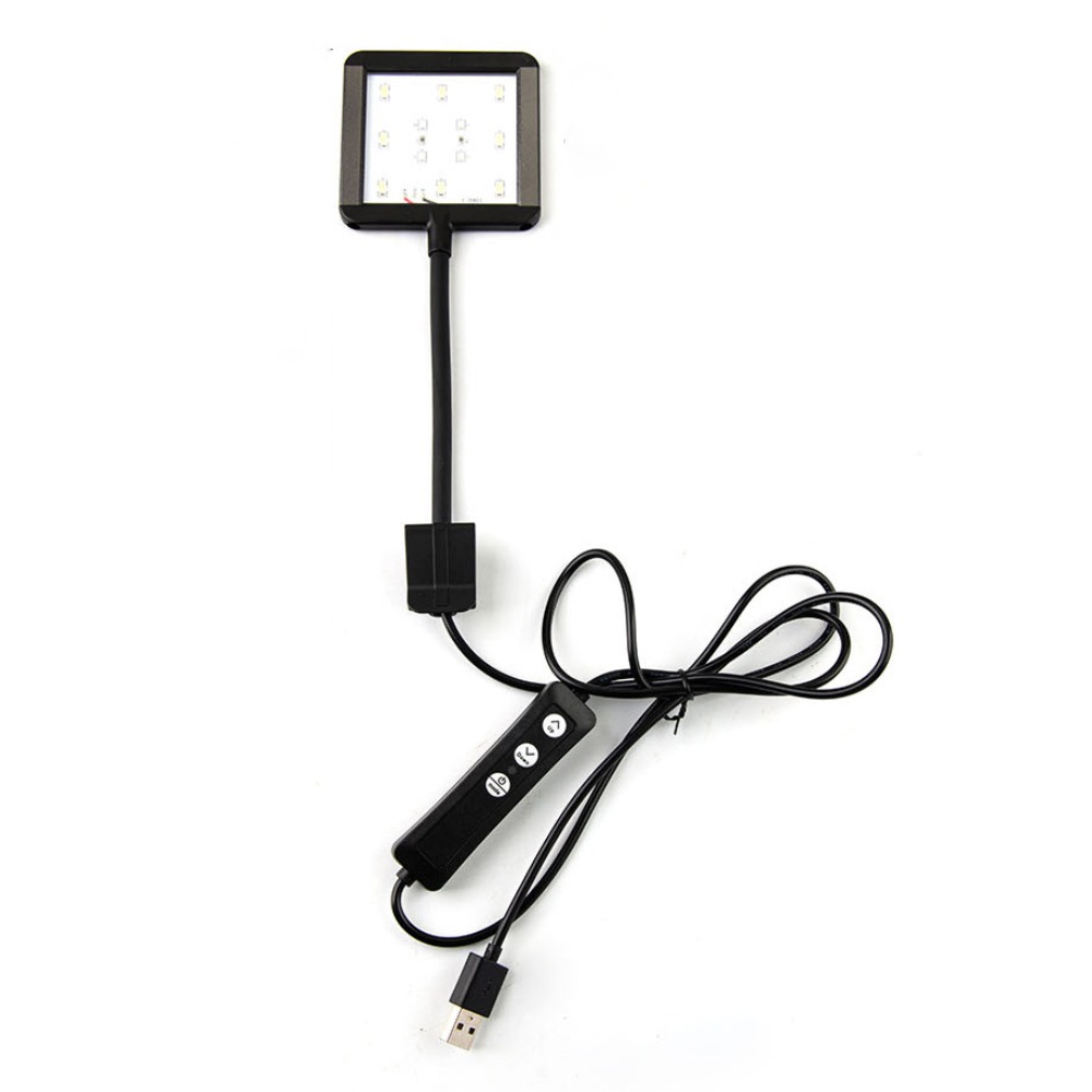 Práctico 360 ° Luz LED giratoria para acuario, luz ajustable por USB para pecera, lámpara impermeable con Clip para acuario, paisajismo: BLANCO