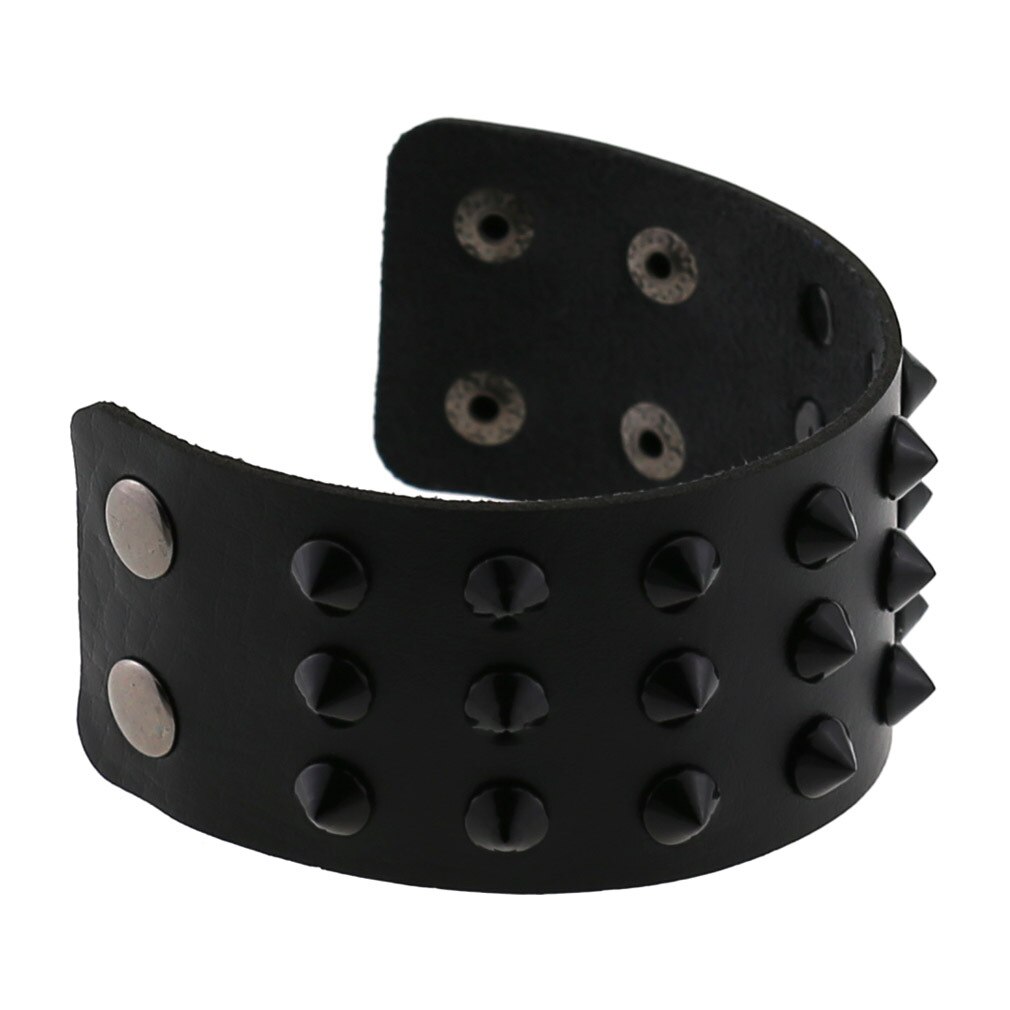 Bracelet gothique Punk Steam pour hommes, noir, blanc, rouge, en cuir pour femmes et hommes, bouton pression, bijoux