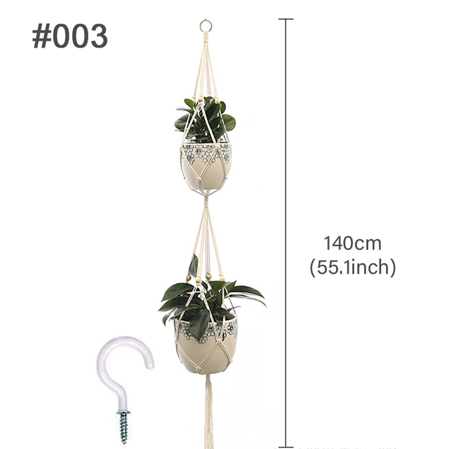 Handmade Cotton Macrame Plant Hanger Flower Pot Hanger for Wall Decoration Courtyard Garden Hanging Planter Hanging Basket: 3