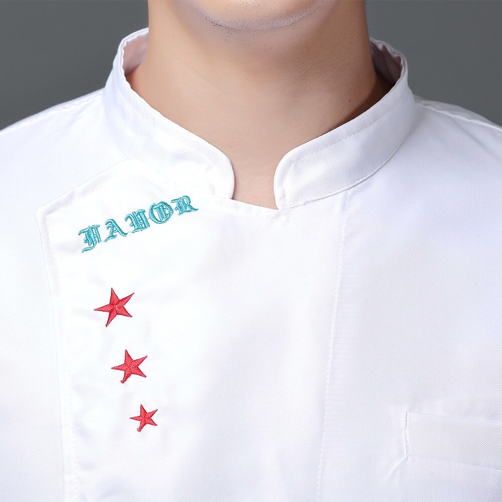 neue atmungs unisex lässig Koch jacke stickerei küche Gastronomie Restaurant Service arbeits Uniform