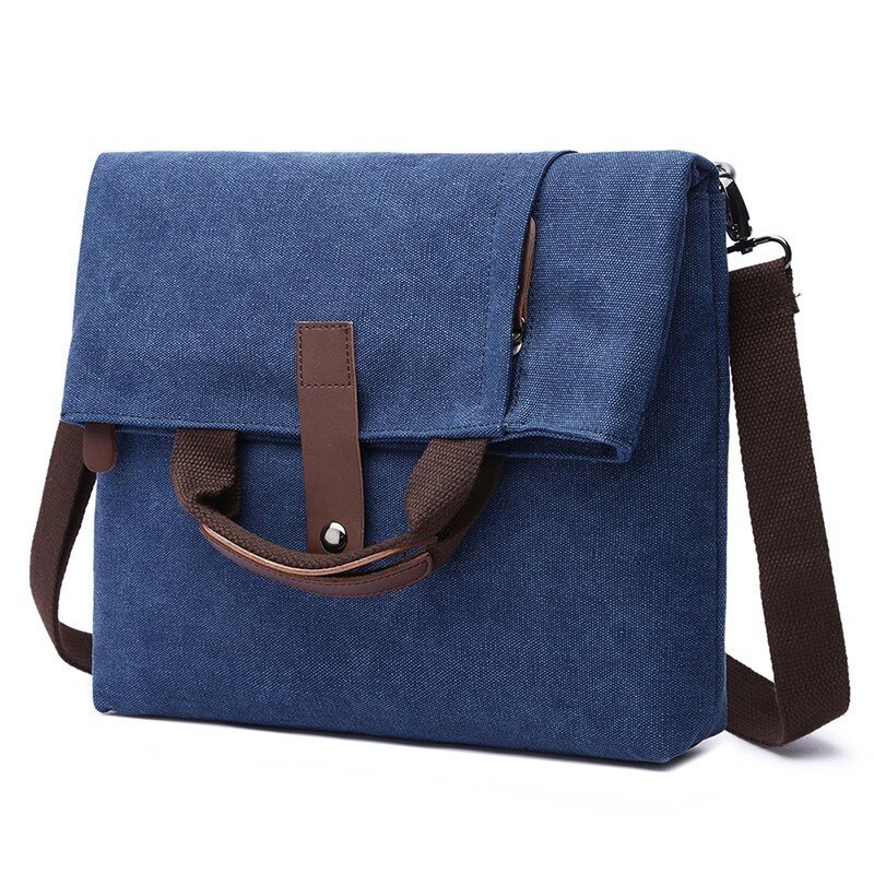 Bolso bandolera para ordenador portátil para hombre, maletín de lona antirrobo, Vintage, Retro, cruzado: Azul