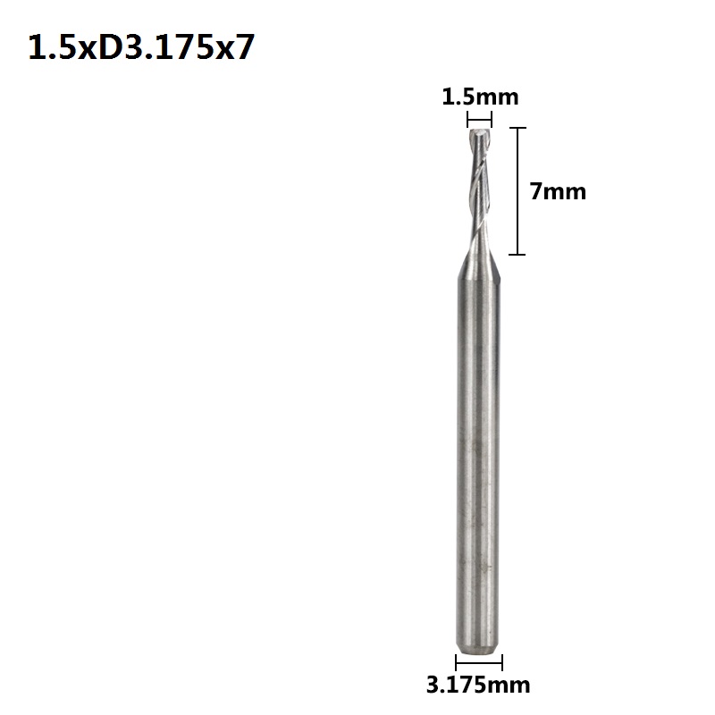 Fresadora CNC de extremo plano de flauta XCAN de 10 Uds de diámetro 1,5mm 2 para grabado de madera/plástico: 1.5xD3.175x7