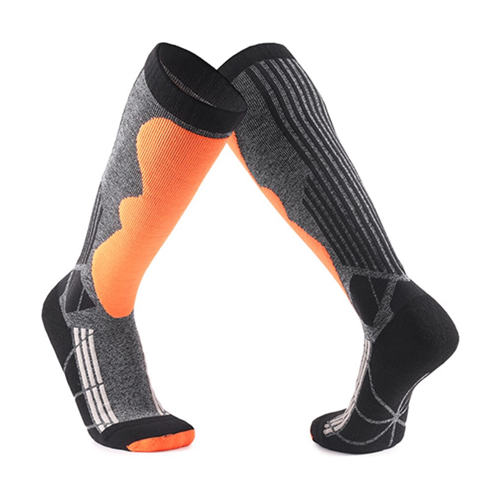 Men Women Cushion Sweat Wicking Outdoor Hiking Warm Thermal Cold Weather Long Hose Thick Winter Sports Knee High Ski Socks: Orange