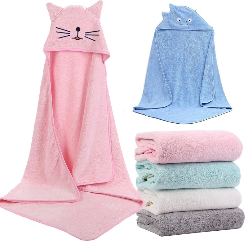 Cartoon gezichtshanddoek baby hoog absorptie dik snel drogend strandlaken 1pc capuchon handdoek fleece capuchon baby handdoek