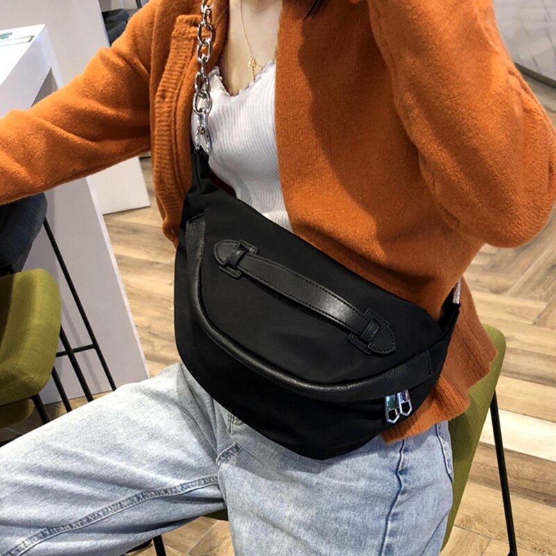 Nylon bælte taske taljepakker til kvinder afslappet fanny pack besked taske kvindelig kort bum crossbody taske: Default Title