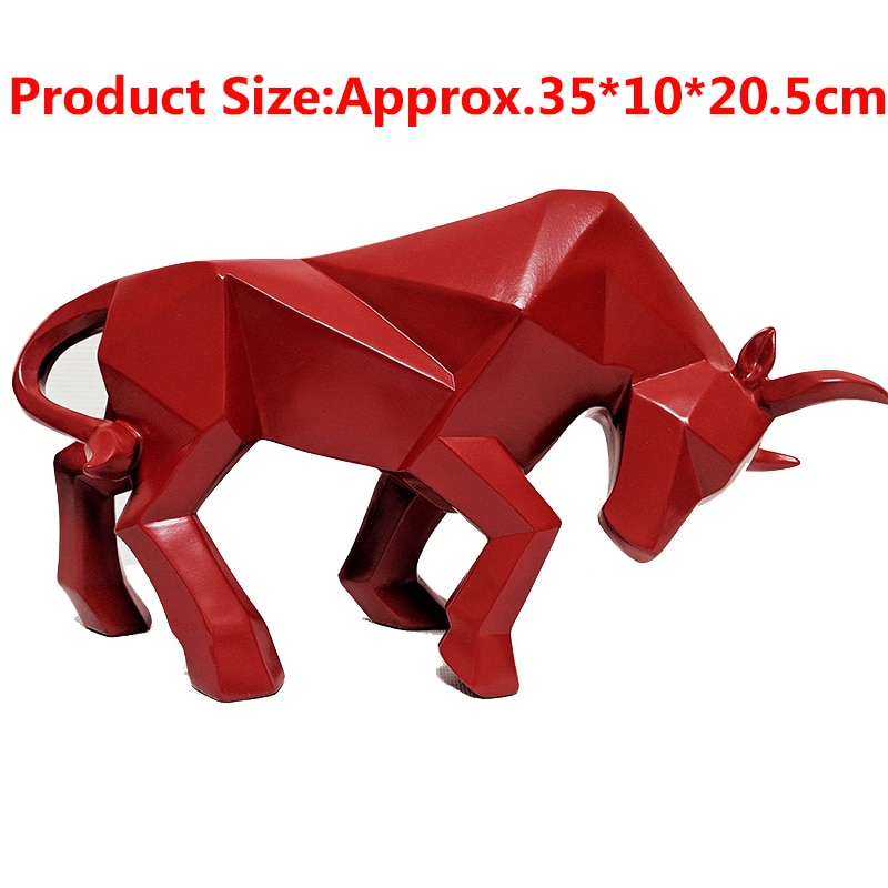 Bullfighting Statue Crafts Modern Nordic Geometric Sculpture Resin Decoration For Home Living Room Entrance Animal Ornament