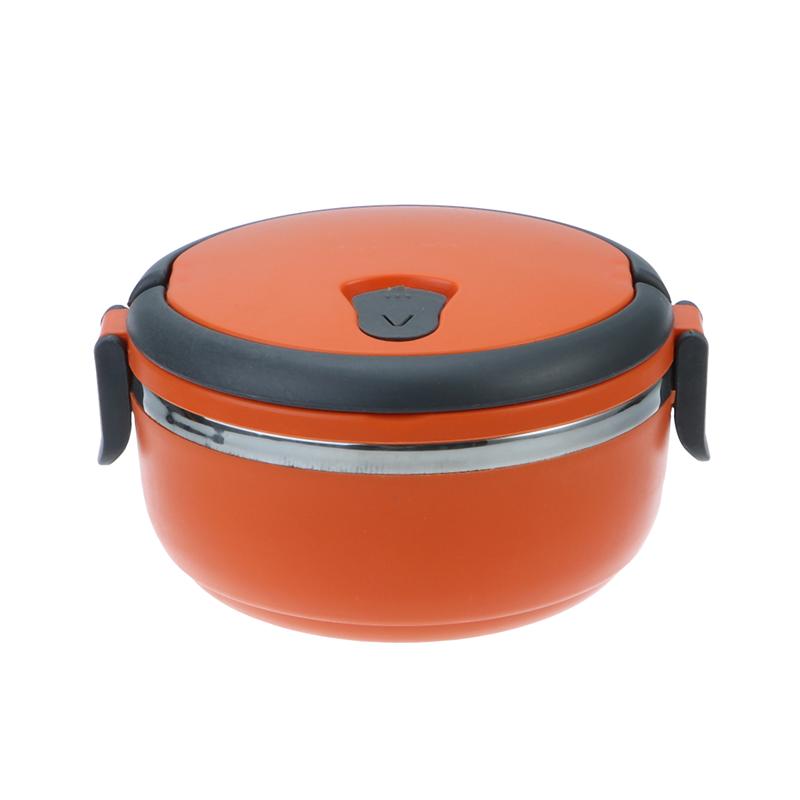One Tier Stainless Steel Thermal Insulated Lunch Box Lock Container Food Storage Boxes (Orange)