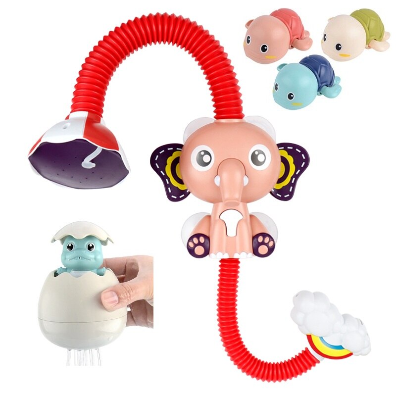 Baby Bath Toy Elephant Spray Toddler Electric Shower Boys Swimming Water Toys Yellow Duck Cute Turtles Dinosaur Egg for Kids: A001-Tur3-D1B