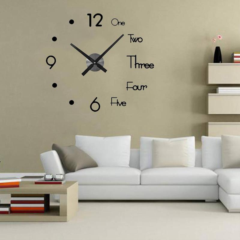 Digital Self-adhesive Wall Clock 3D Modern Wall Sticker Room Clock Decorative Wall Mute Wall Living Indoor Sticker Clock
