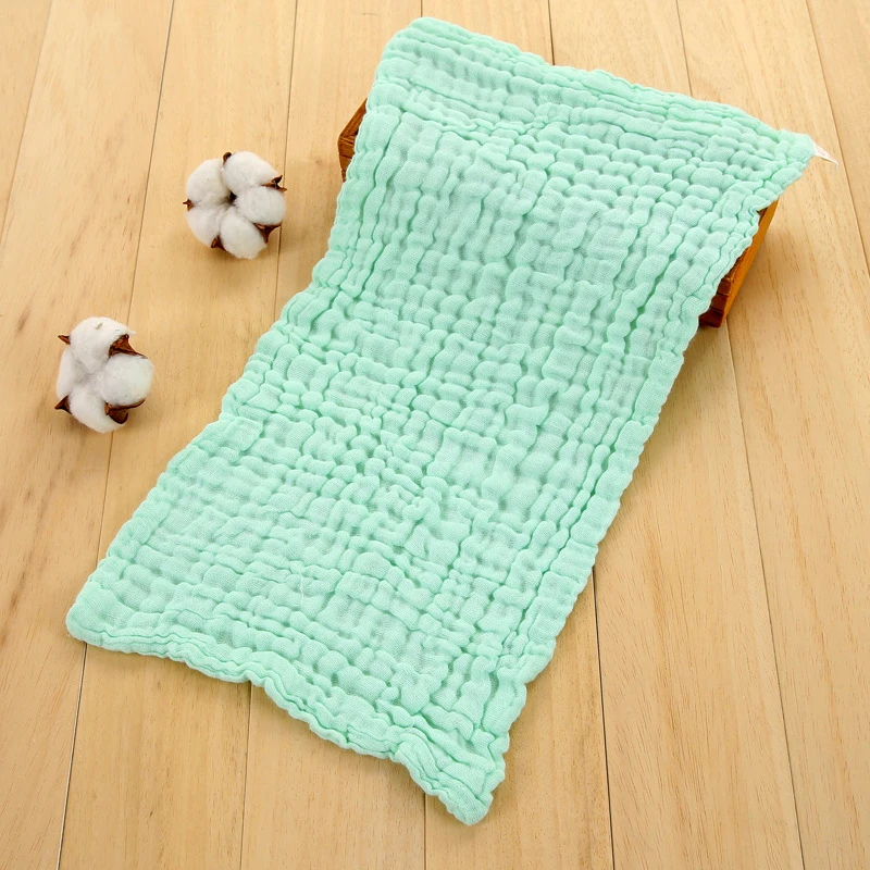 Toalla pequeña de 25x50cm, toallas de algodón de gasa suave de Color sólido, toalla facial plegable lavable para niños, pañuelo de secado rápido para baño: Verde