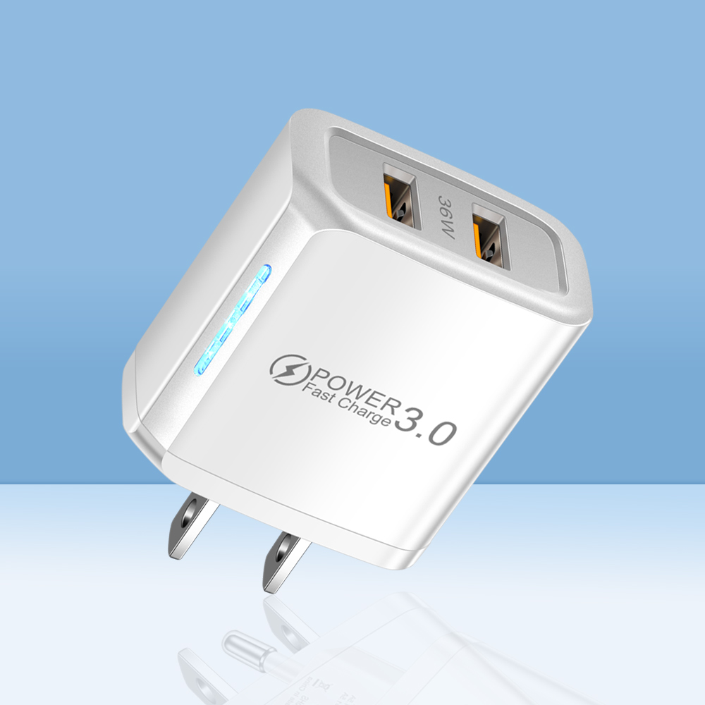 2 puertos 36W USB cargador de teléfono móvil Quick 3.0 adaptador de carga rápida de pared para iPhone Xiaomi Samsung Huawei: AU