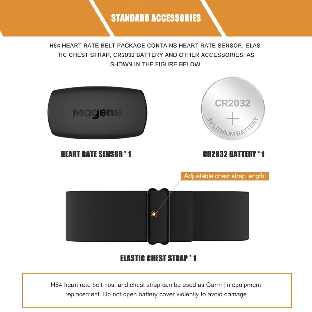 Magene H64 Heart Rate Dual-mode Heart Rate Sensor Monitor Bluetooth ANT + magene Sensor Meter Computer Bike BT Sports Band