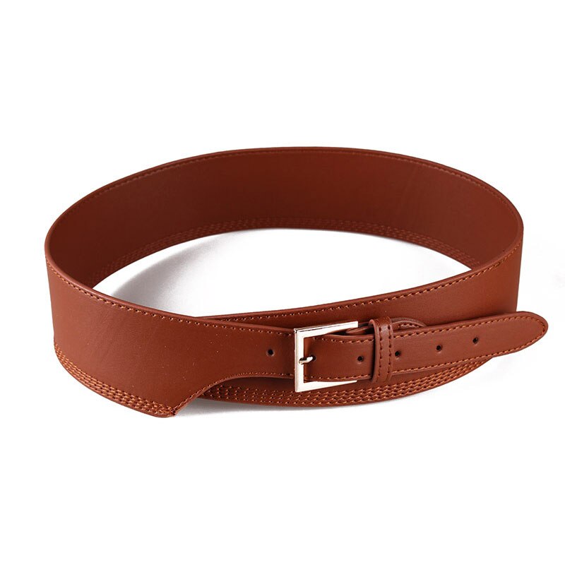 104cm pu læder bredt bælte unisex ensfarvet krop korset talje bælte guld pin spænde luksus jeans kjole dekorative linning