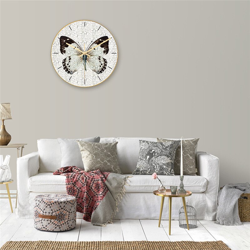 Horloge murale à 3d niveaux avec motif cheval blanc et coutures, style nordique et moderne, style phnom penh, décoration de salon