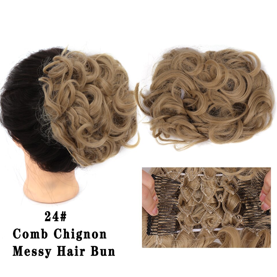 LUPU Synthetische Haarknoten Kamm Clip in Lockige Chignon Haarnadel Synthetische Falsche Haar Schwanz Erweiterung Haar Stück Für Frauen: 24