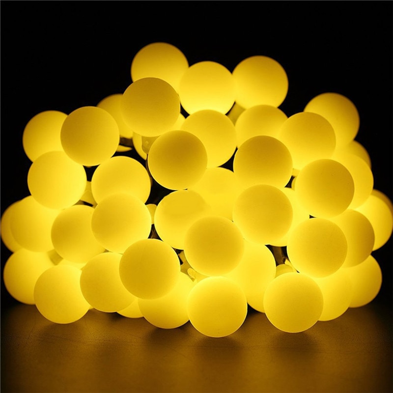 Solar lichtsnoer met 50 witte led-ballen, waterdicht, kerstverlichting voor een feestje, bruiloft of andere versiering.