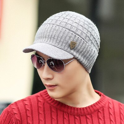 Gestrickte Männer Frauen Winter Mützen Hüte Sturmhaube Vlies Schädel Erreichte Kappen Schal Gesicht Maske Wolle Warme Skullies Gorros: hell grau