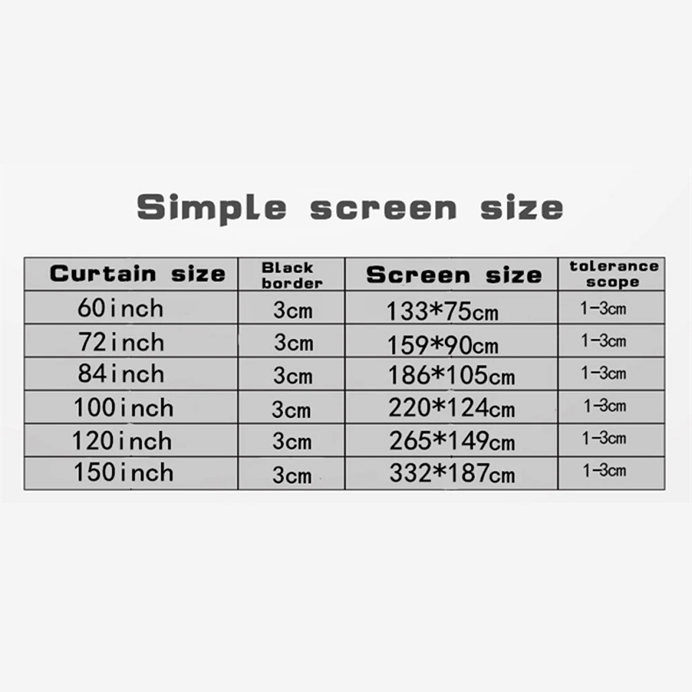 Rideau de budgétaire simple, écran d'affichage HD portable, cinéma maison, cinéma, film, maison, extérieur, bureau, 60 ", 72", 84 ", 100", 120/150 ", 16:9