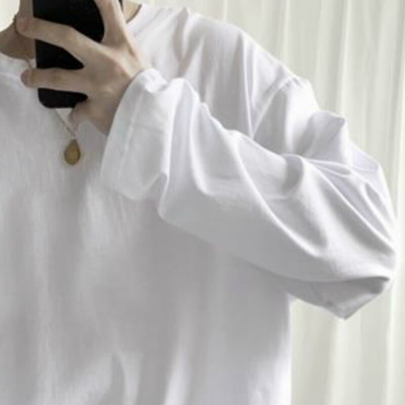 Mænds t-shirts solid oversize løs fritid koreansk stil ins grundlæggende unisex par enkle all-match tshirt chic streetwear