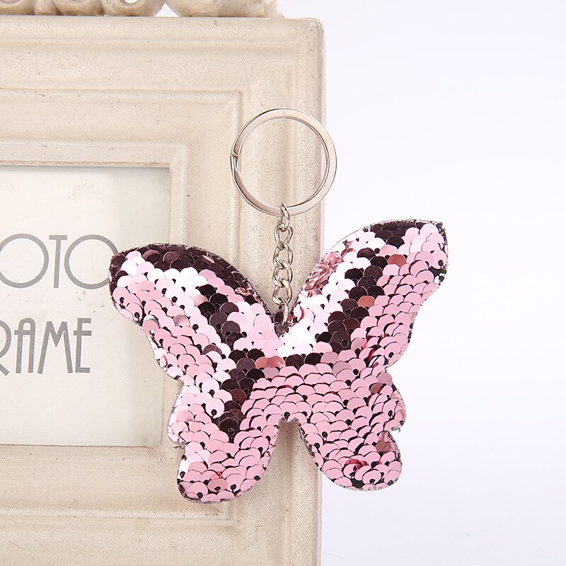 Glitter Pailletten Vlinder Sleutelhanger Hanger Valentijnsdag Gelukkige Verjaardag Bruiloft Gunsten Meisjes Vrouwen Ornamenten: pink
