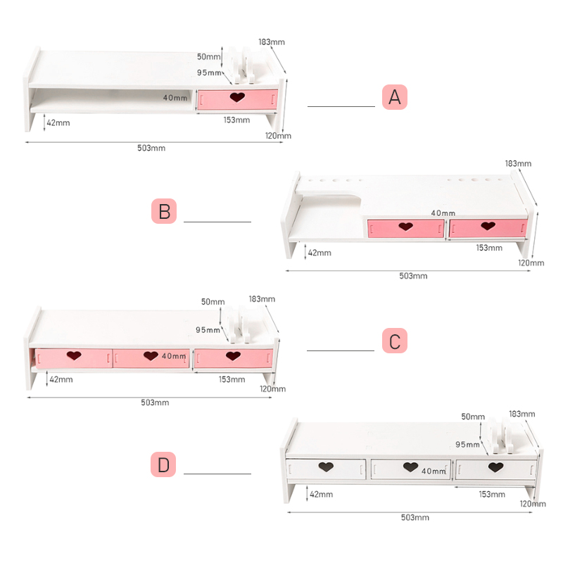 Desktop Computer Monitor Increase Rack Office Laptop Stand Dormitory Bedroom PVC Wooden Table Shelf Desktop Storage