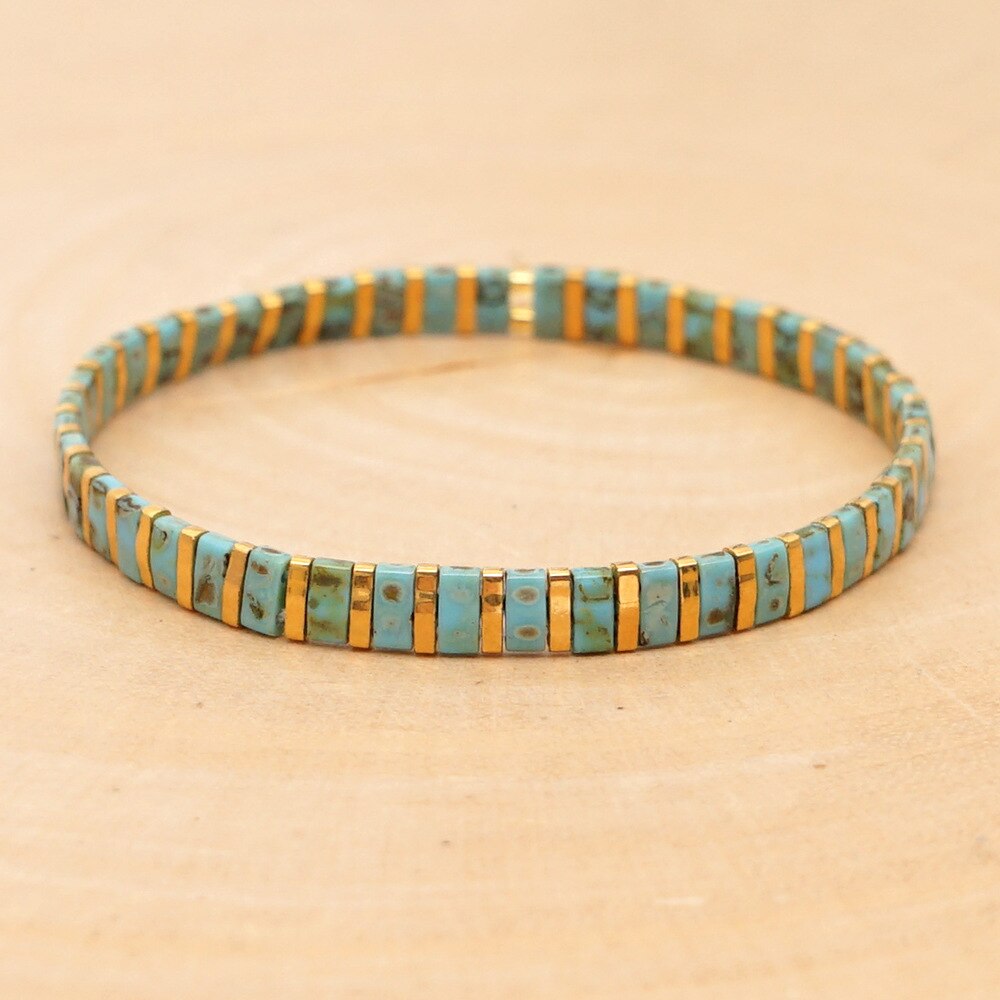 Pulsera Bohemia MIYUKI para mujer, brazalete de cuentas de TIla multicolor, joyería étnica, Bisutería: HDB141-1