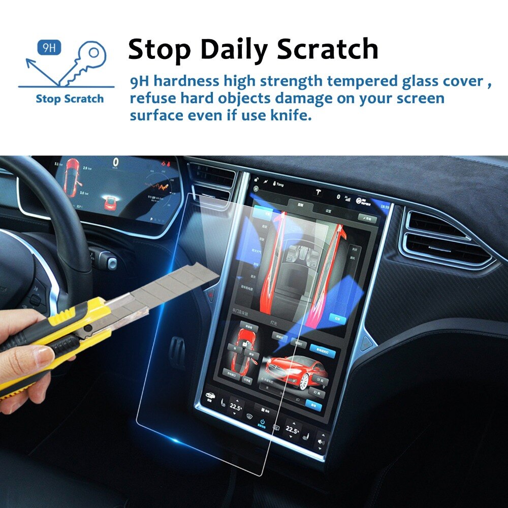 Protecteur d'écran automatique Film de protection pour tableau de bord de protection UV pour film de verre de protection d'écran de navigation Tesla Model X S