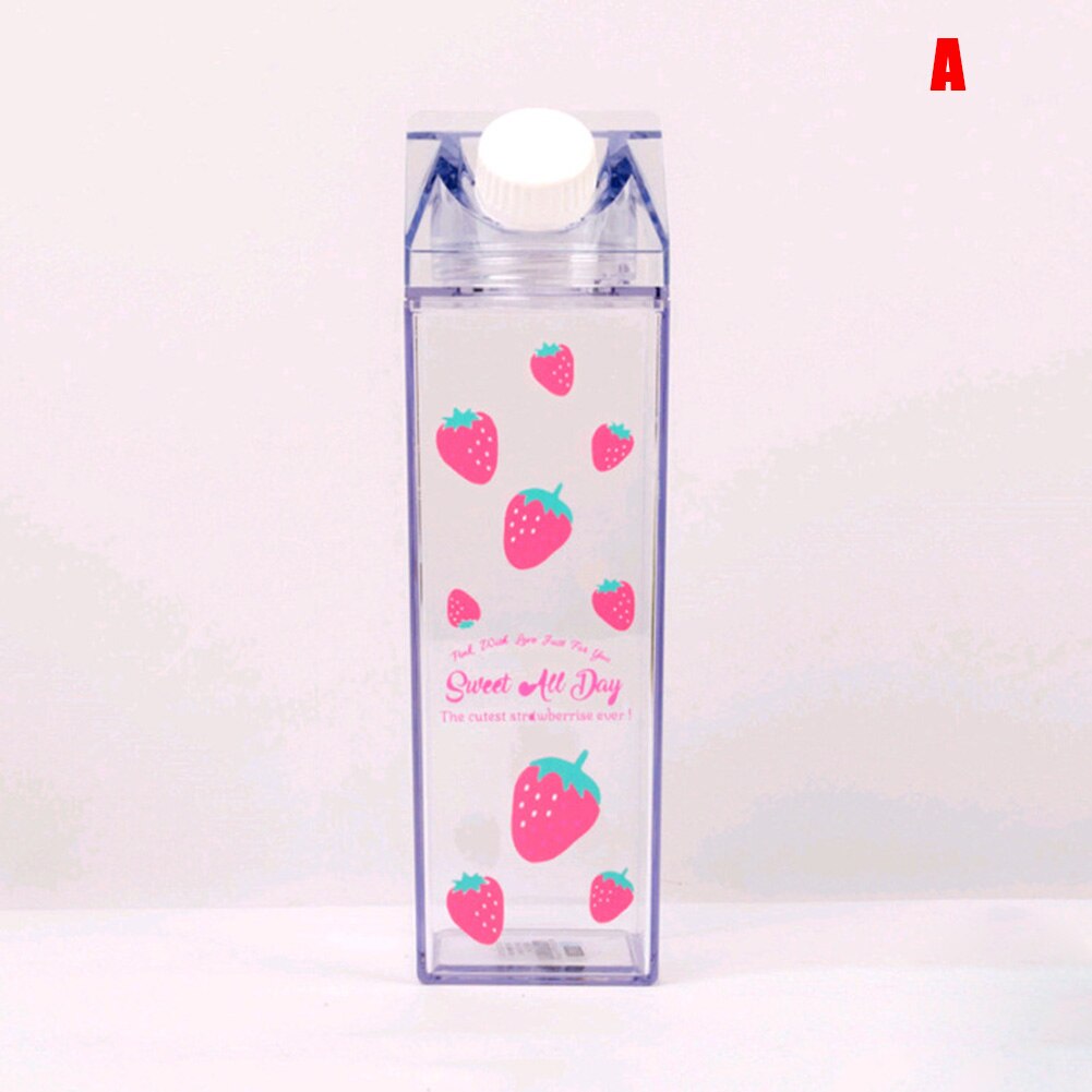 Plastic Clear Milk Carton Water Bottle Transparent Milk Box Juice Water Cup for Girls H7JP: a