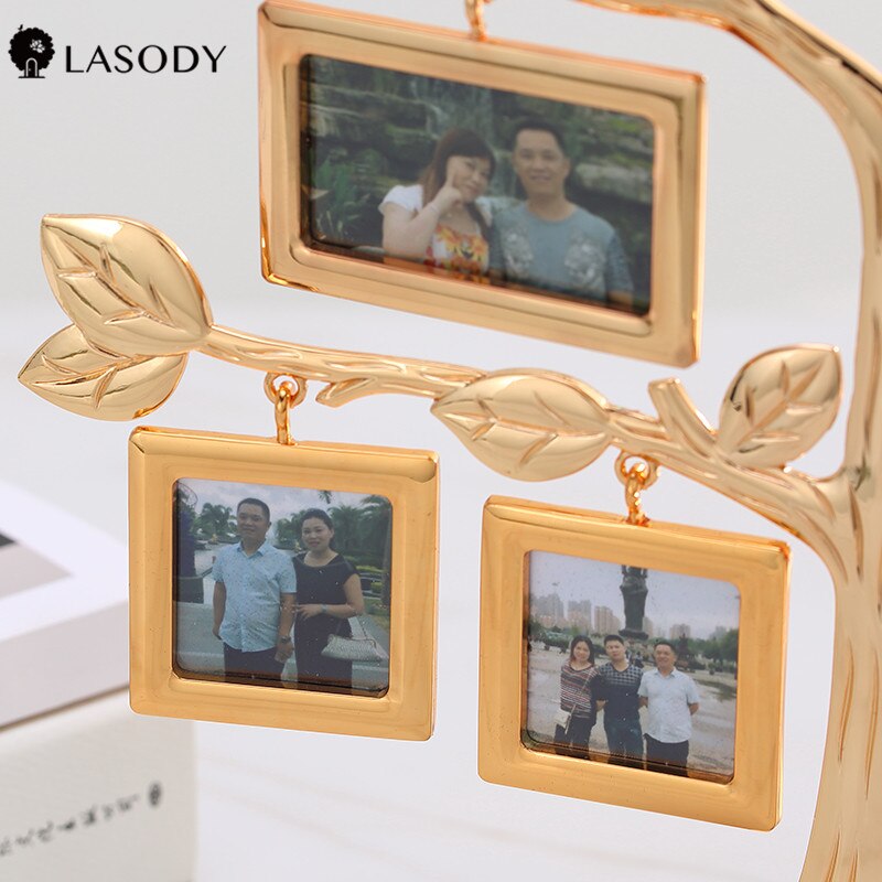 Zinc Alloy Photo Frame Family Tree Frame Photo Frame Metal Tree Shape Crafts with 7 Hanging Picture Photo Frames