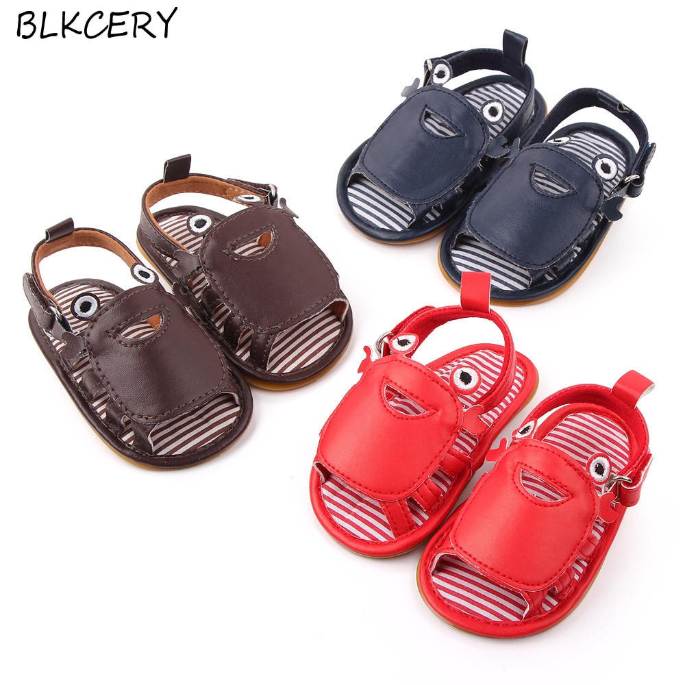 Sandales en cuir pour bébés garçons et filles, chaussures d'été à la , semelle en caoutchouc, adorables chaussures pour -nés, motif Animal de dessin animé