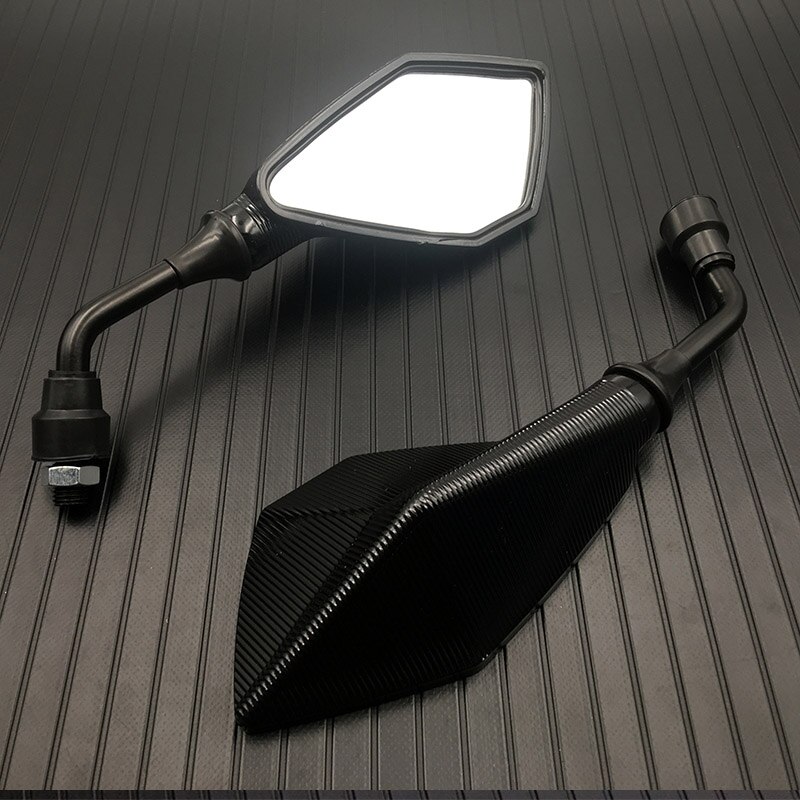 Espejo retrovisor para motocicleta, retrovisores convexos para Scooter y Motocross, electromóvil, lateral trasero, 10mm, 2 unids/par: Black