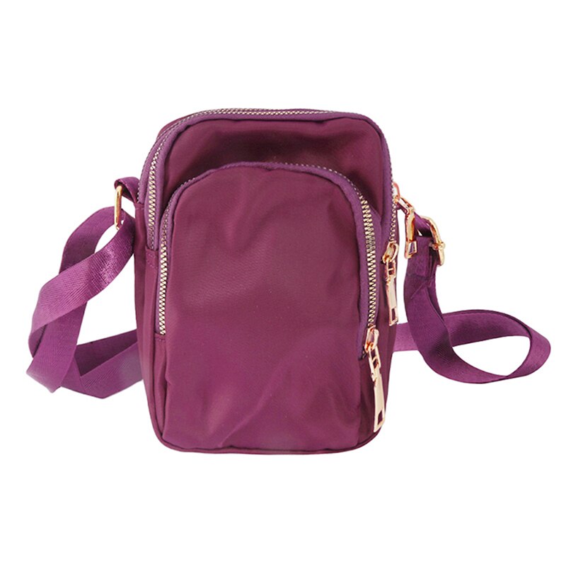 Mulheres Moda Cor Sólida Zipper de Nylon Impermeável Ombro Saco Crossbody Bolsa Feminina Senhoras Mensageiro Saco de Viagem À Prova D' Água