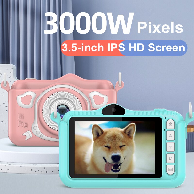 Fotocamera digitale per bambini schermo HD da 3.5 pollici anteriore e posteriore doppia fotocamera per bambini foto Video giocattolo fotocamera regalo di compleanno per ragazzi ragazze