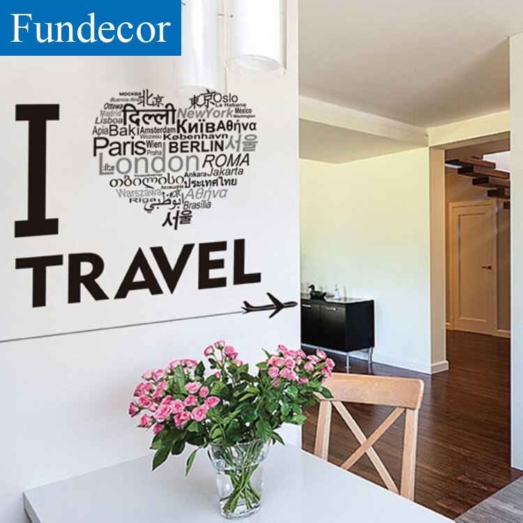 [Fundecor] love english letters pattern wall stickers diy decor for home interior wall decals pvc murals Wall-papers