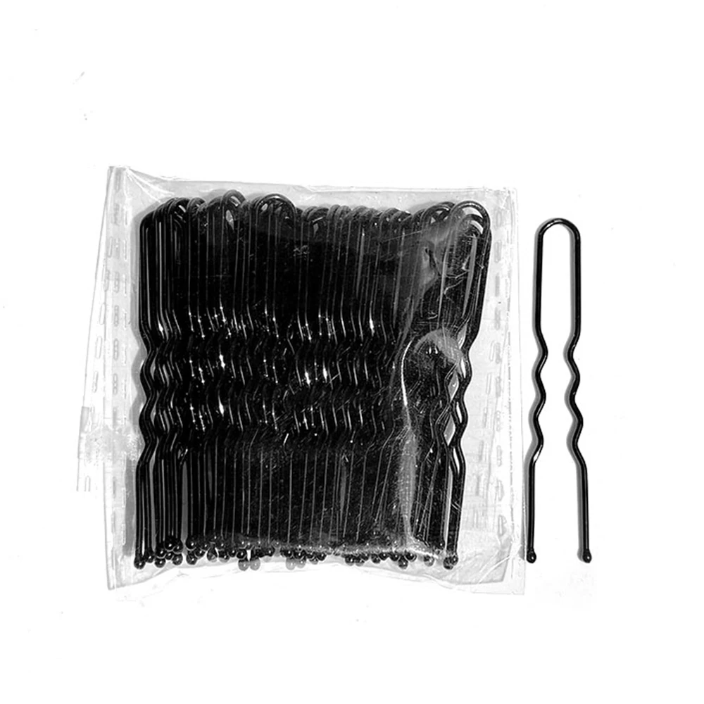 50Pcs Women 5/6/7 cm Hair Waved U-Shaped Bobby Pin Barrette Salon Grip Clip Bridal Hairpins Black Metal Hair Accessories For Bun: Yellow