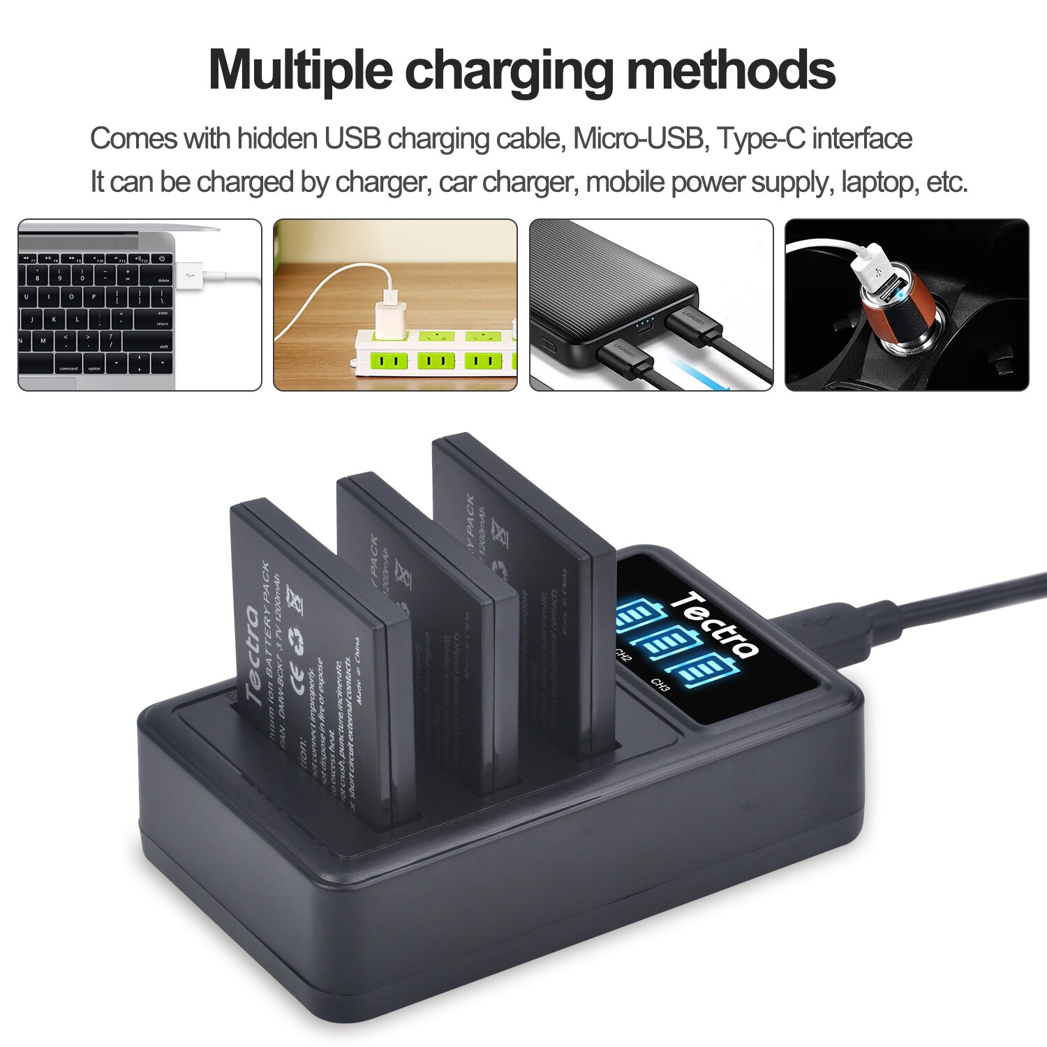 DMW-BCK7 Batterie + LED USB Chargeur pour DMW BCK7E BCK7PP NCA-YN101G Panasonic Lumix DMC-FH25 FH27 FP5 FP7 FS16 FS22 FS35 FS37 S1