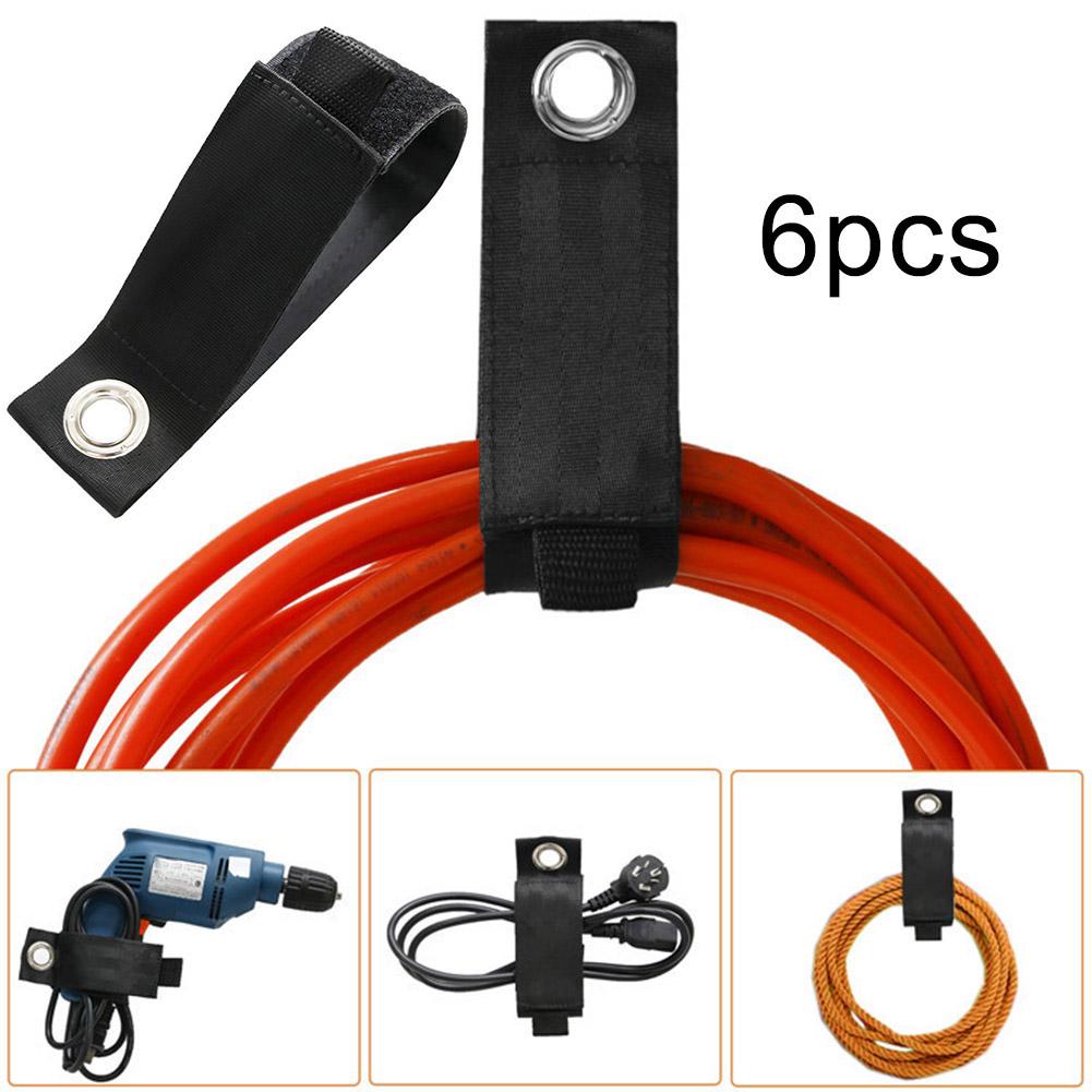 6Pcs Heavy Duty Nylon Metal Extension Cord Cable Tube Soft Storage Line Straps