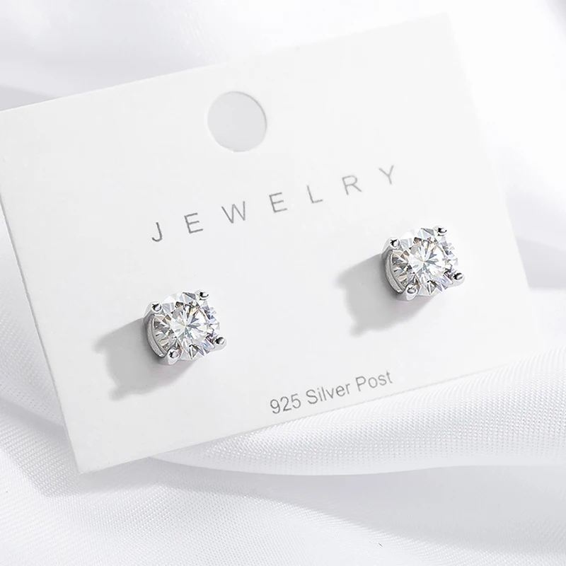 Smyoue 2ct 8Mm Test Geslaagd Moissanite Studs Oorbellen Voor Mannen Vrouwen S925 Zilver Geplatineerd Bruid Bruiloft Diamanten Studs