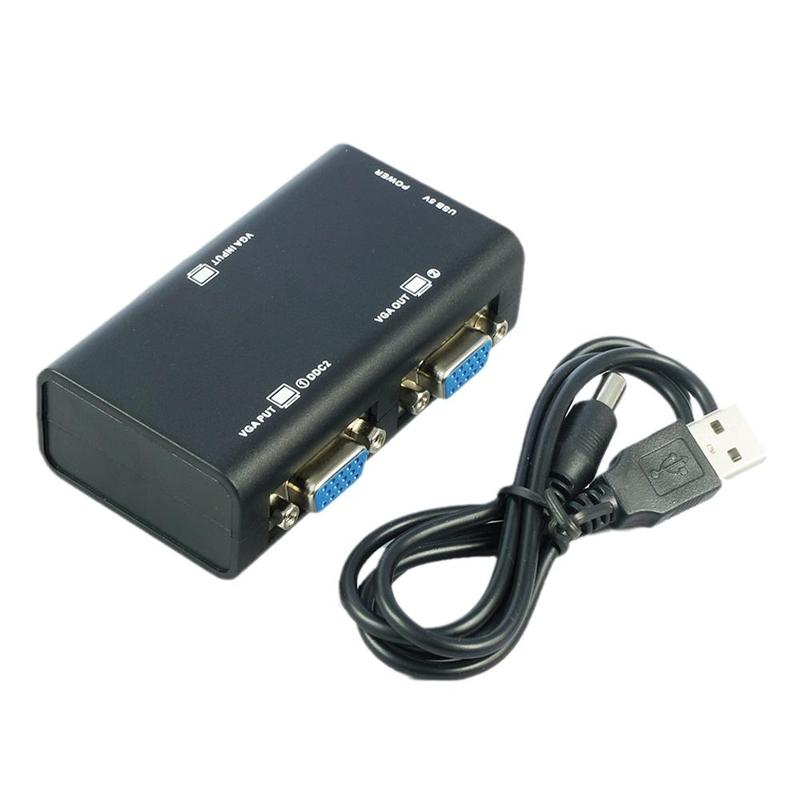 1 Naar 2 Poorten Vga Video Splitter Duplicator 1-In-2-Out 250Mhz Video 1920*1440 Laarzen Signalen 65M Apparaat Cascadedable F5N2: Default Title