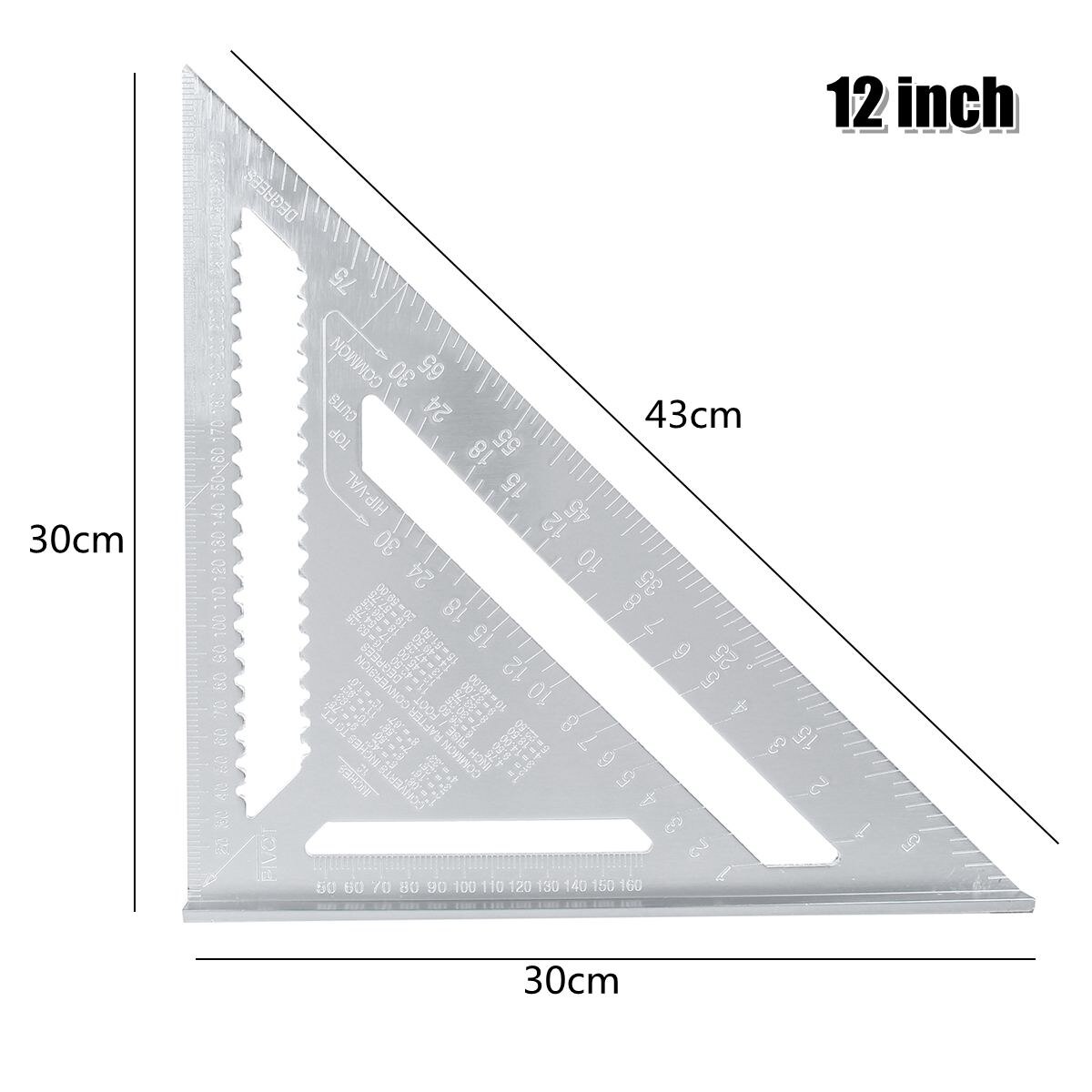 Angle Ruler 7/12 inch Metric Aluminum Alloy Triangular Measuring Ruler Woodwork Speed Square Triangle Angle Protractor