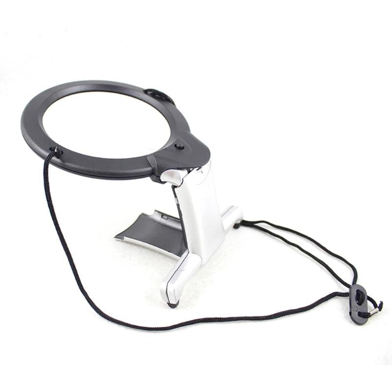 2 LED Hands Free Loupe Lighted Magnifying Glass Neck Hanging/Desktop Style Tool for Seniors Sewing Cross Stitch Embroidery