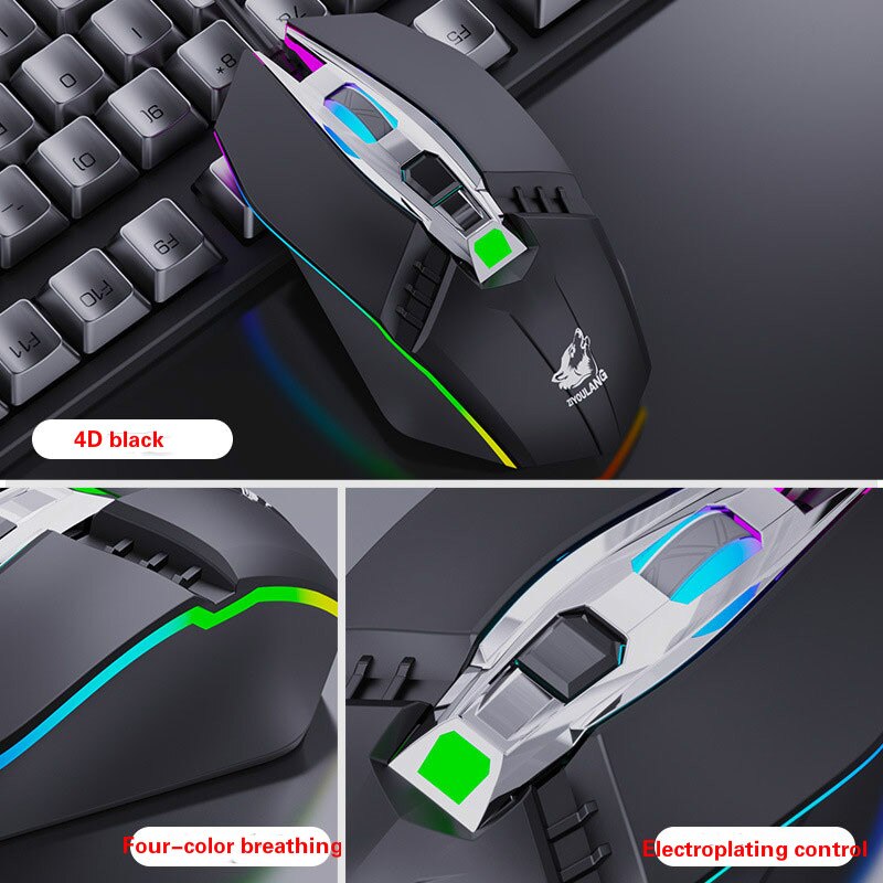 Free Wolf V2RGB Gaming Mouse Ergonomic Mechanical Wire Mouse 1800DPI Adjustable Optical LED Mouse for Pc Laptop